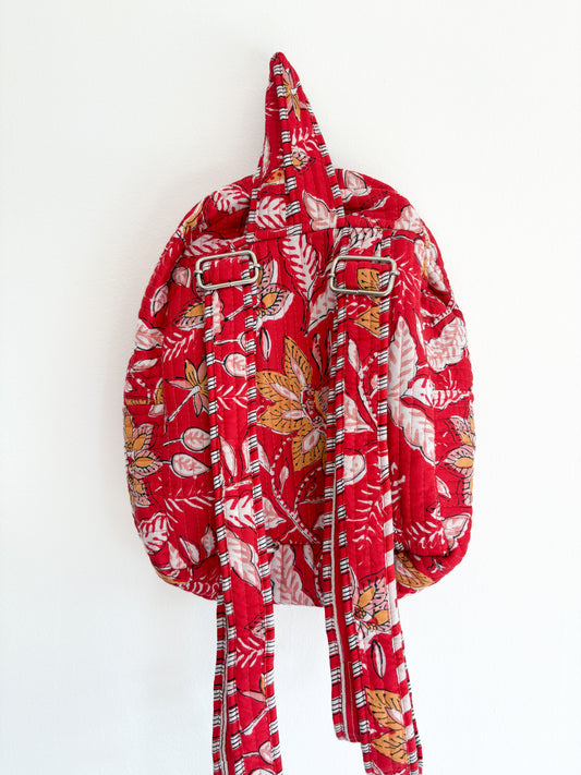 Kids backpack - red botanical