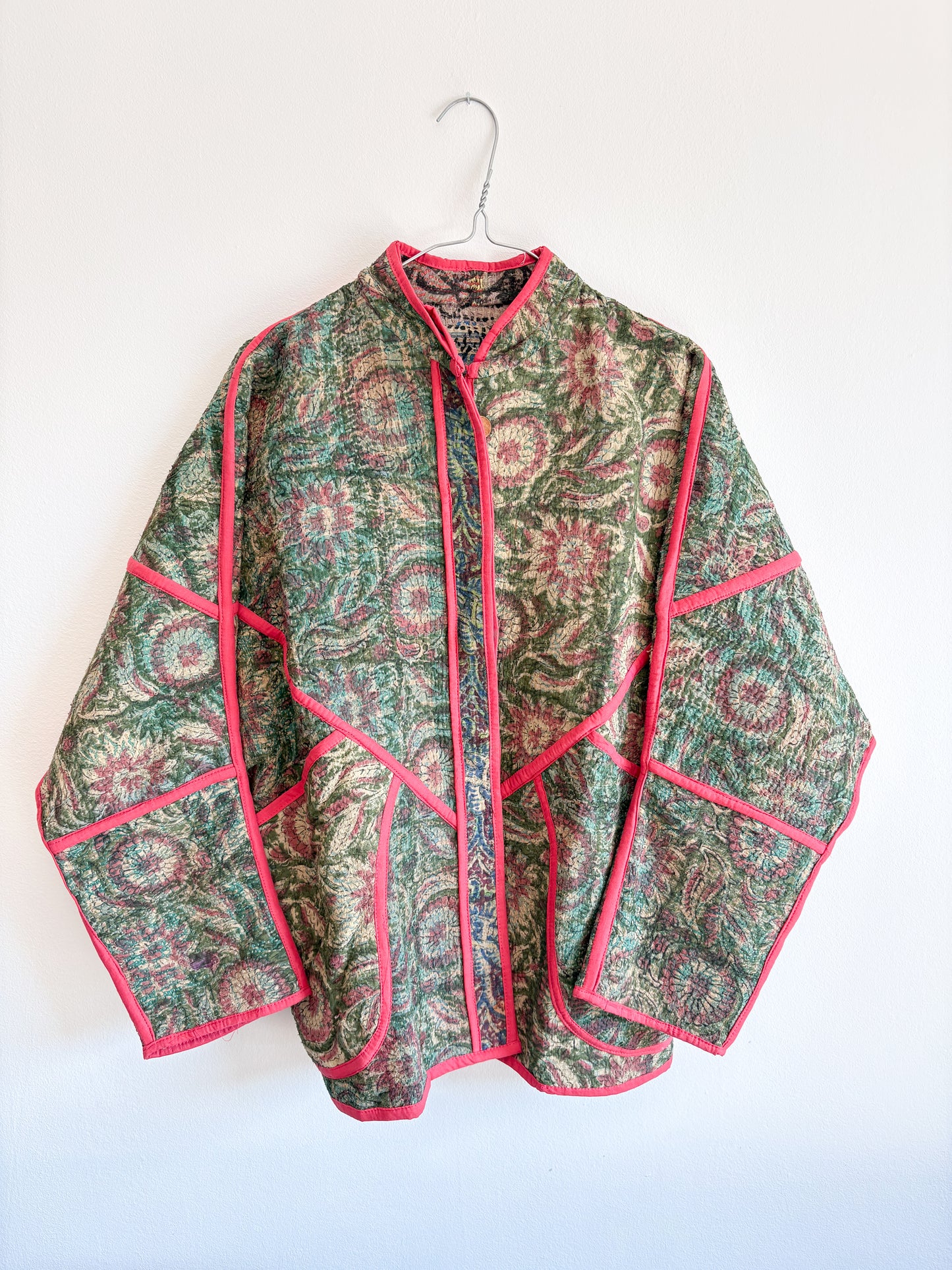 Vintage kantha jacket - gulabi garden
