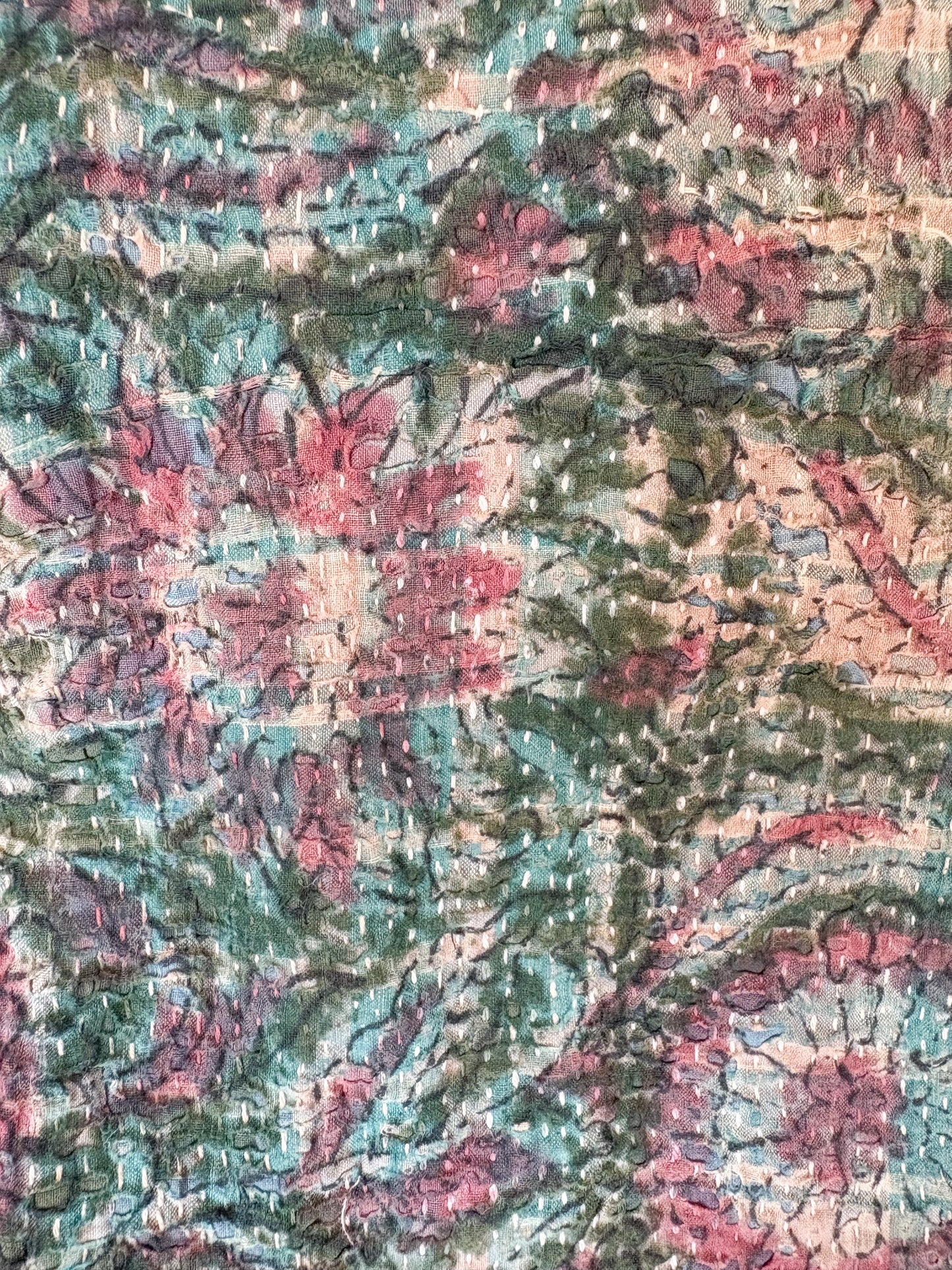 Vintage kantha jacket - gulabi garden
