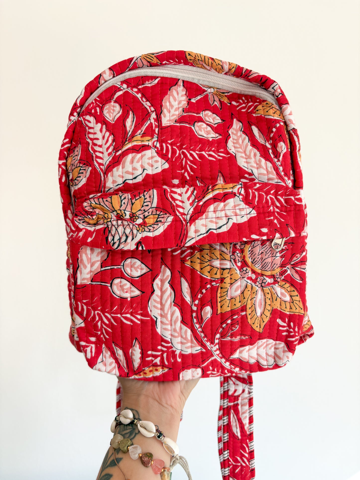 Kids backpack - red botanical