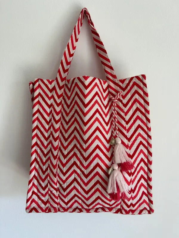 Tote bag extra small - Red zigzag