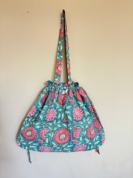 Beach bag - green sunflower
