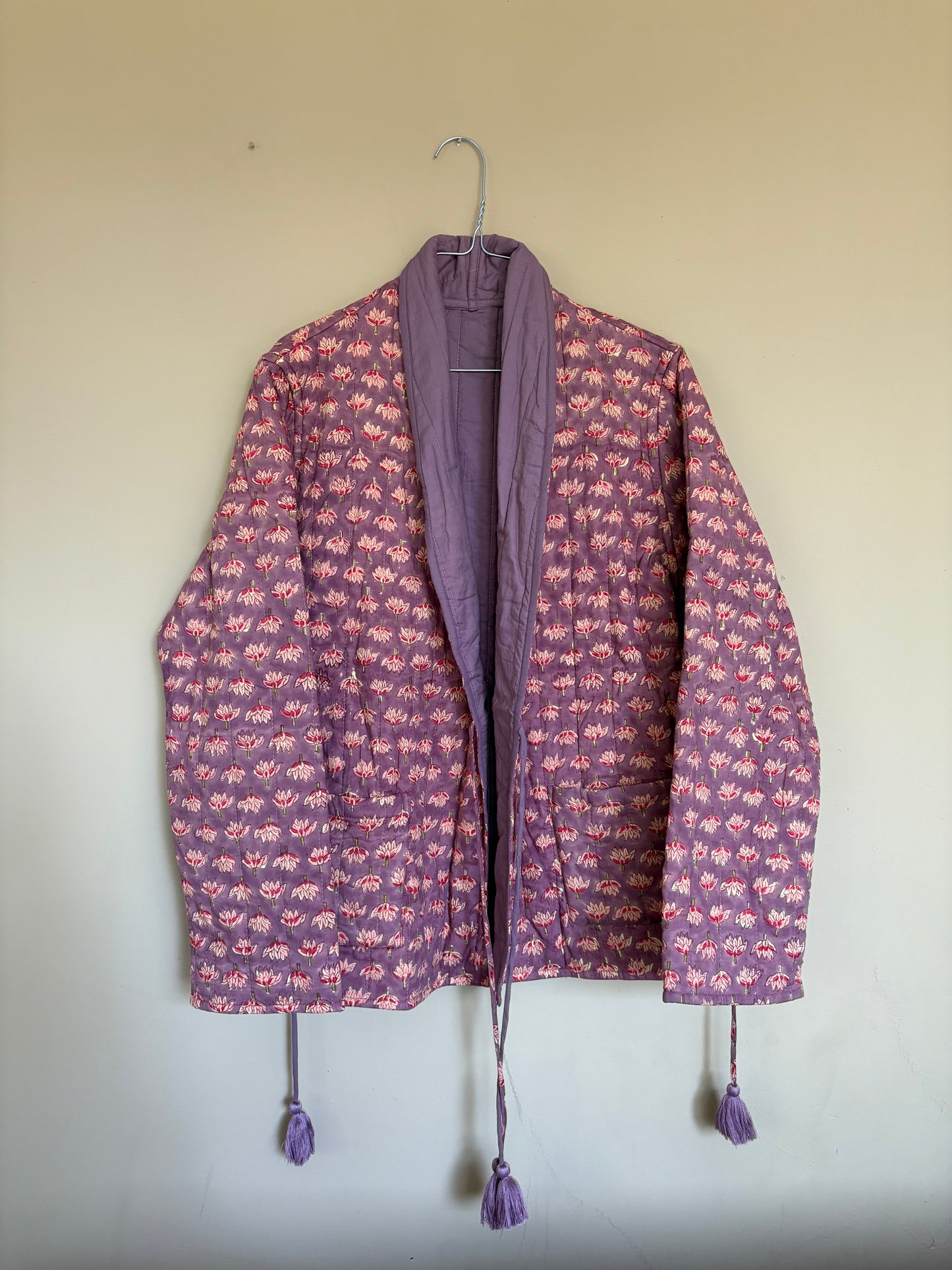 Block print jacket - indian leaf