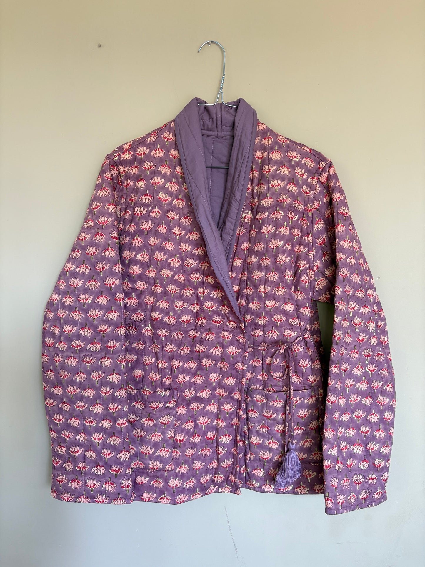 Block print jacket - indian leaf