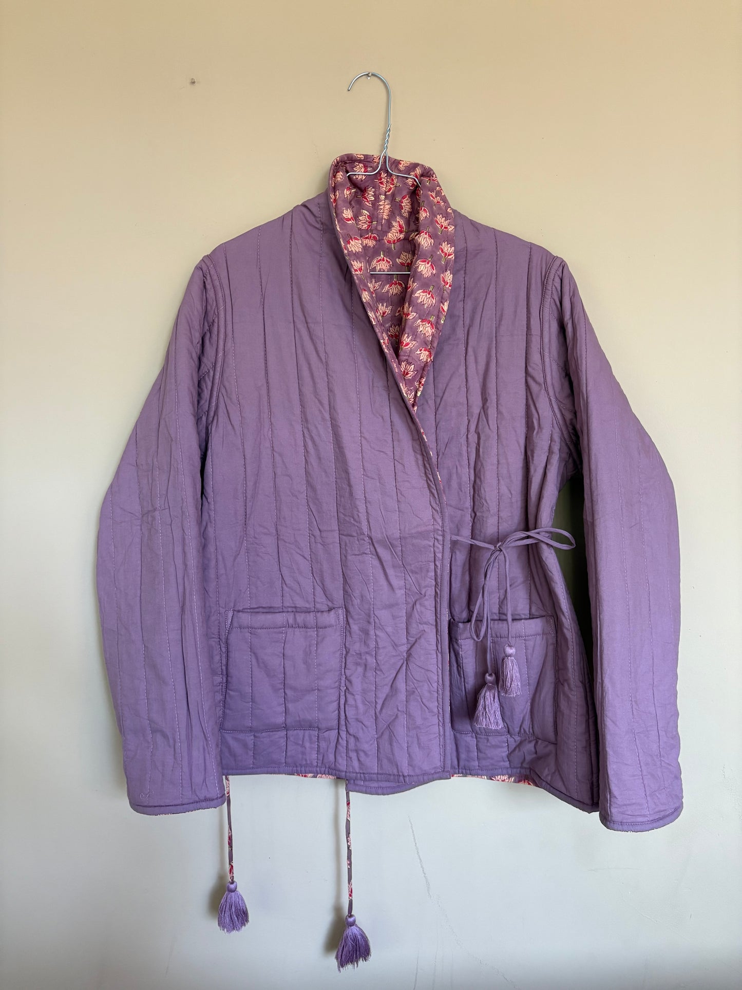 Block print jacket - indian leaf