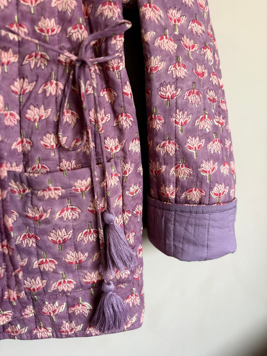 Block print jacket - indian leaf