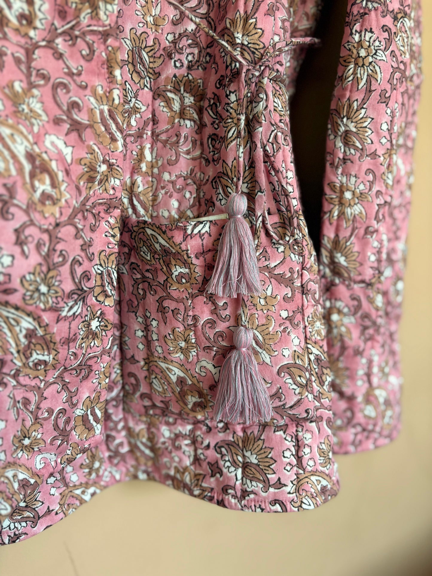 Blockprint jacket - pink/grey
