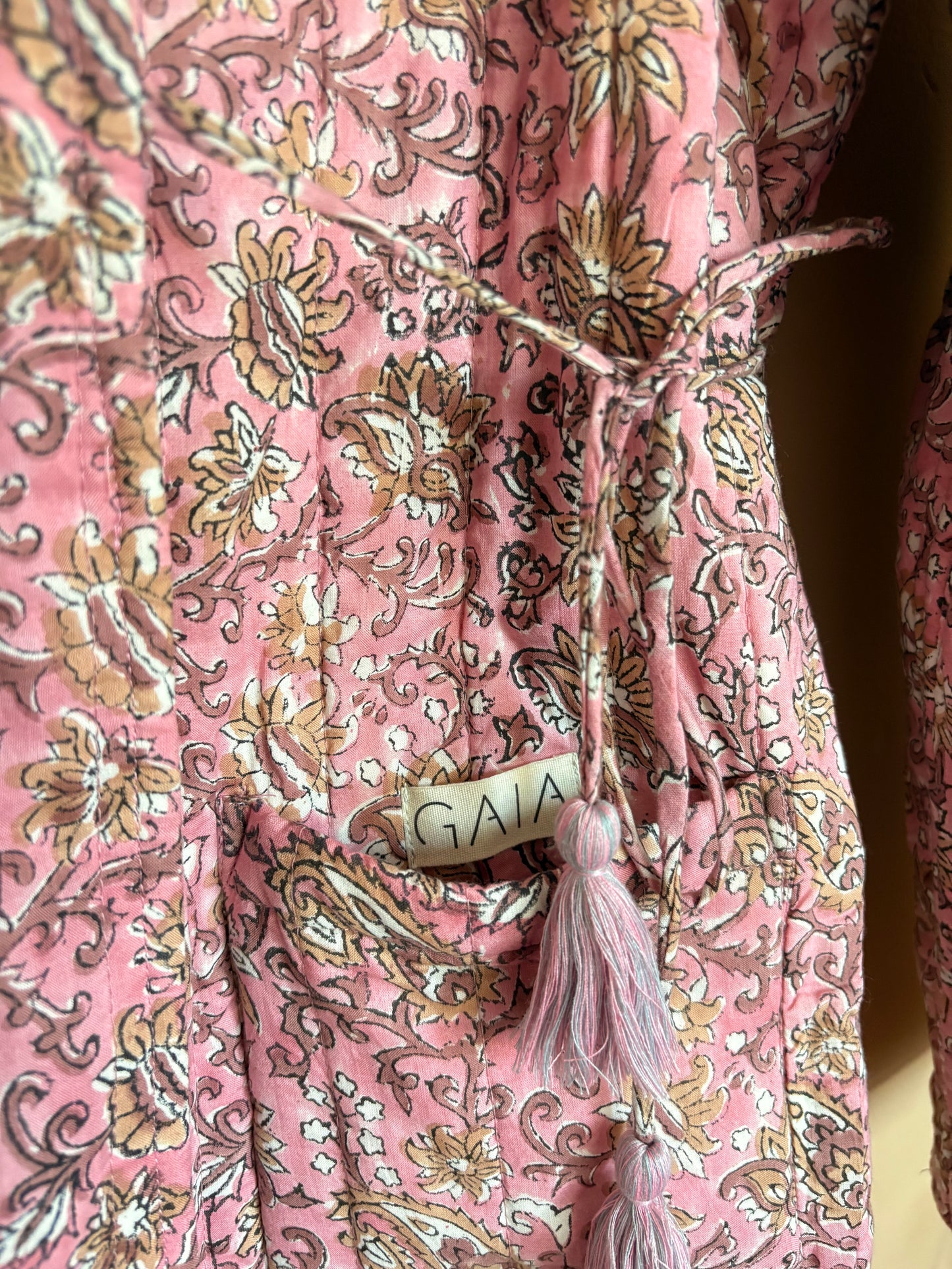 Blockprint jacket - pink/grey