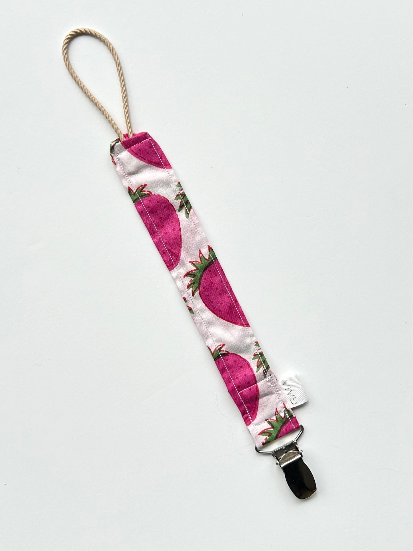 Pacifier clip - strawberry metal clip