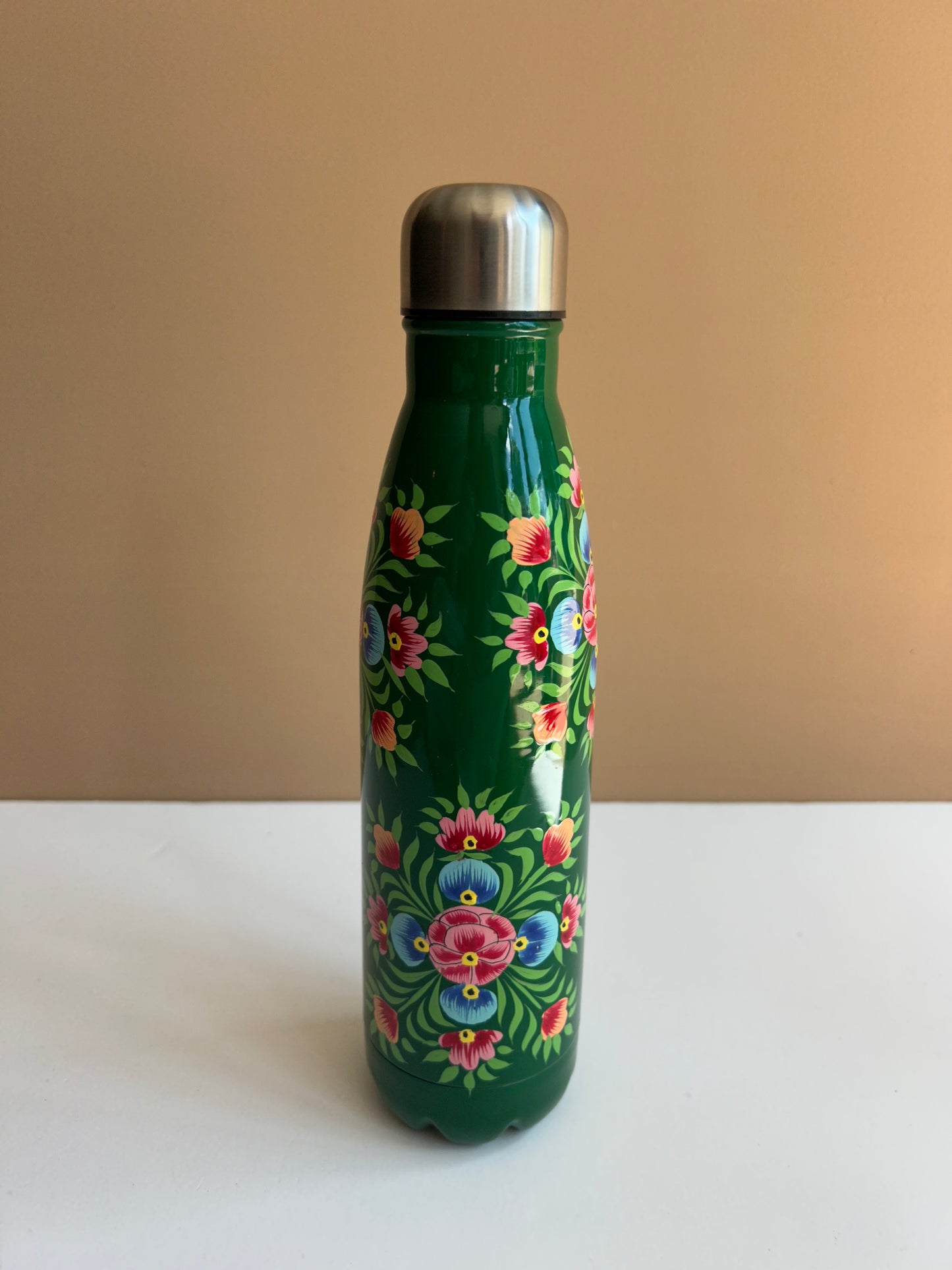 Water bottle - Dark green bouquet