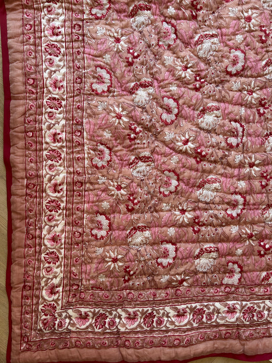 Padded blanket - burgundy/beige