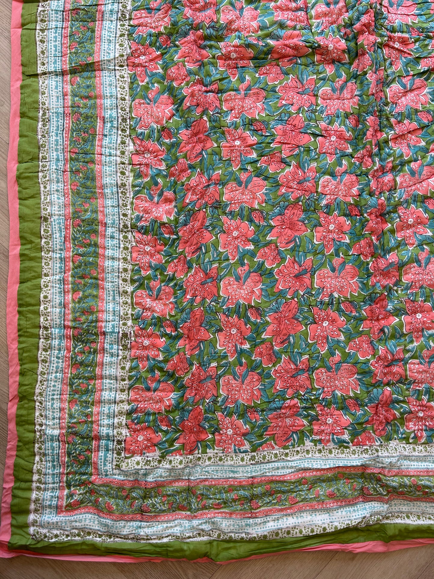 Gevoerde deken - green/peach