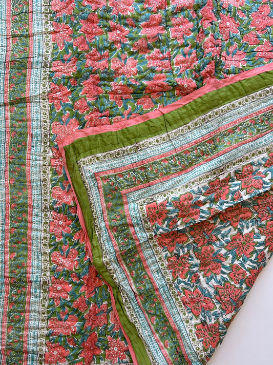 Padded blanket - green/peach