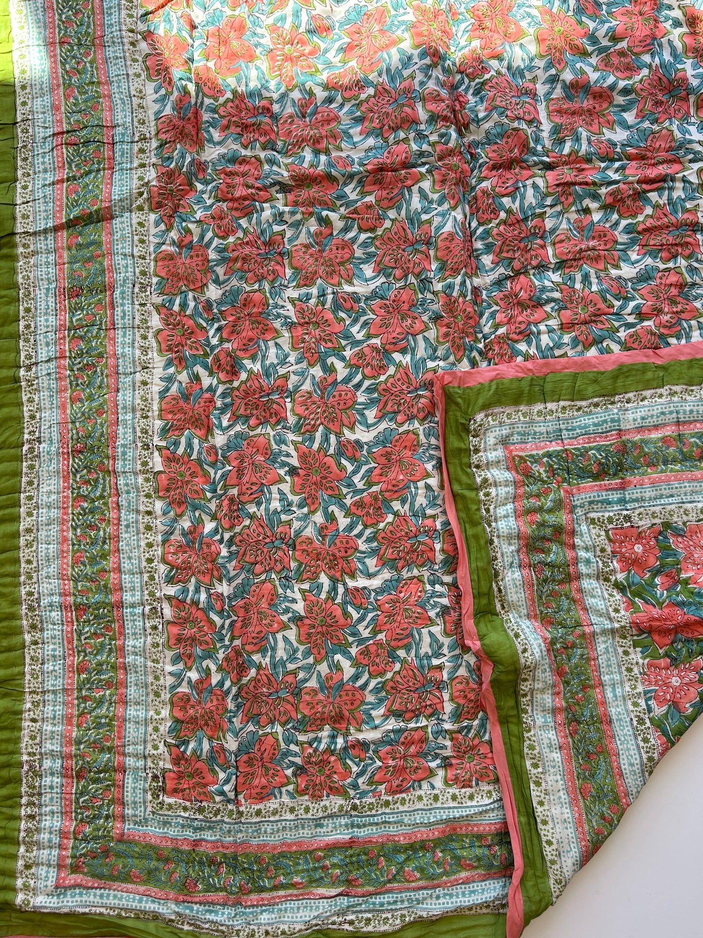 Gevoerde deken - green/peach