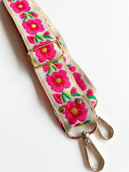 Phone/bag strap - pink flower