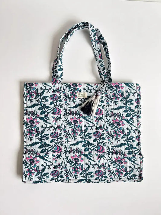 Tote bag small - blue garden
