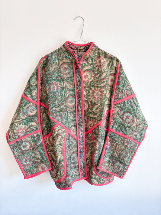 Vintage kantha jacket - gulabi garden