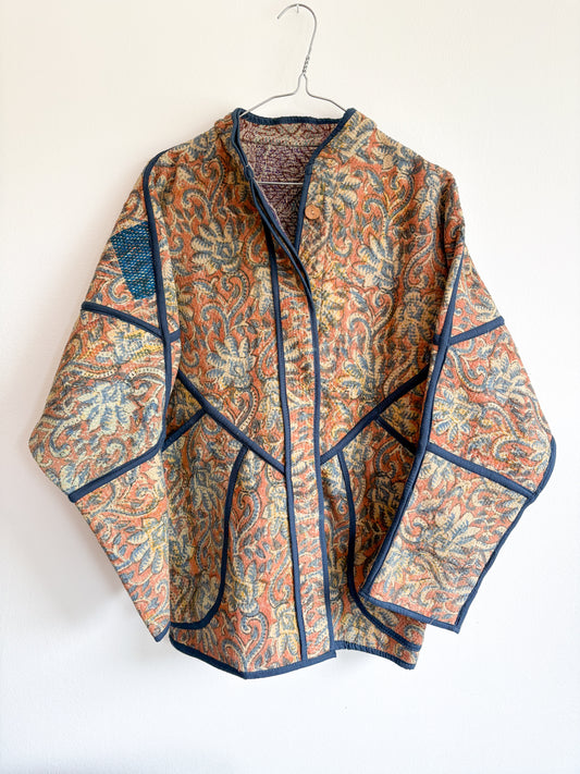 Vintage kantha jacket - flower patch