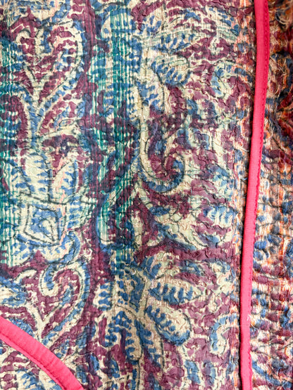 Vintage kantha jacket - indian bloom