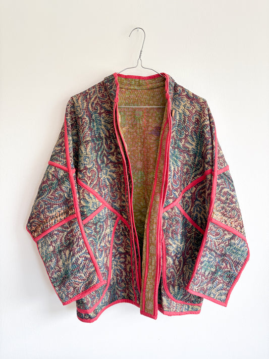 Vintage kantha jacket - indian bloom
