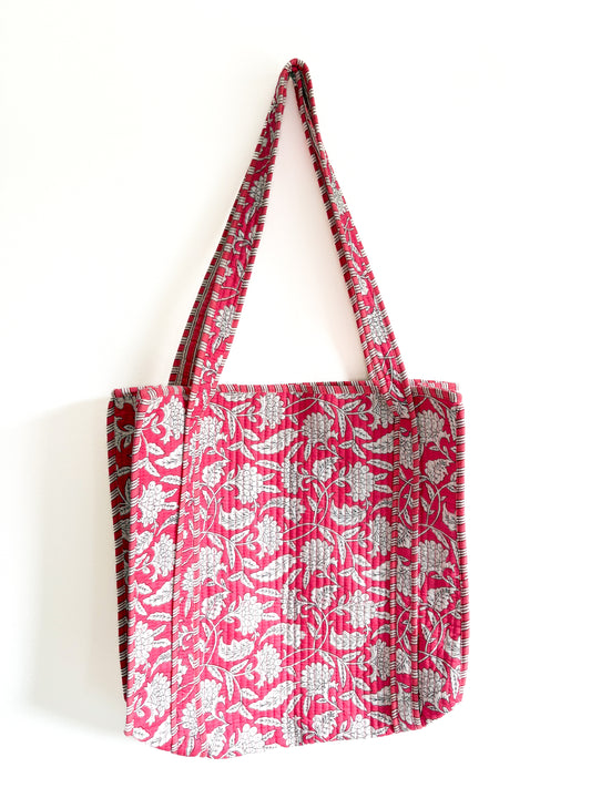 Mom tote bag - pink garden