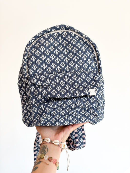 Kids backpack - little dark blue flower