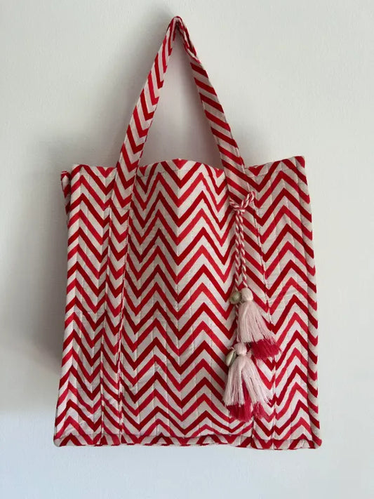 Tote bag extra small - Red zigzag