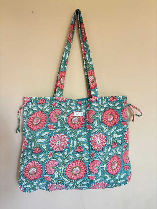 Beach bag - green sunflower