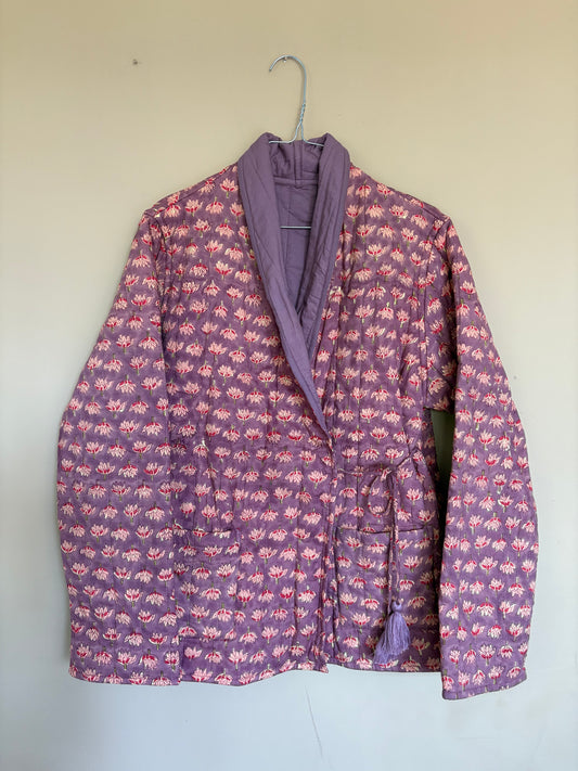 Block print jacket - indian leaf