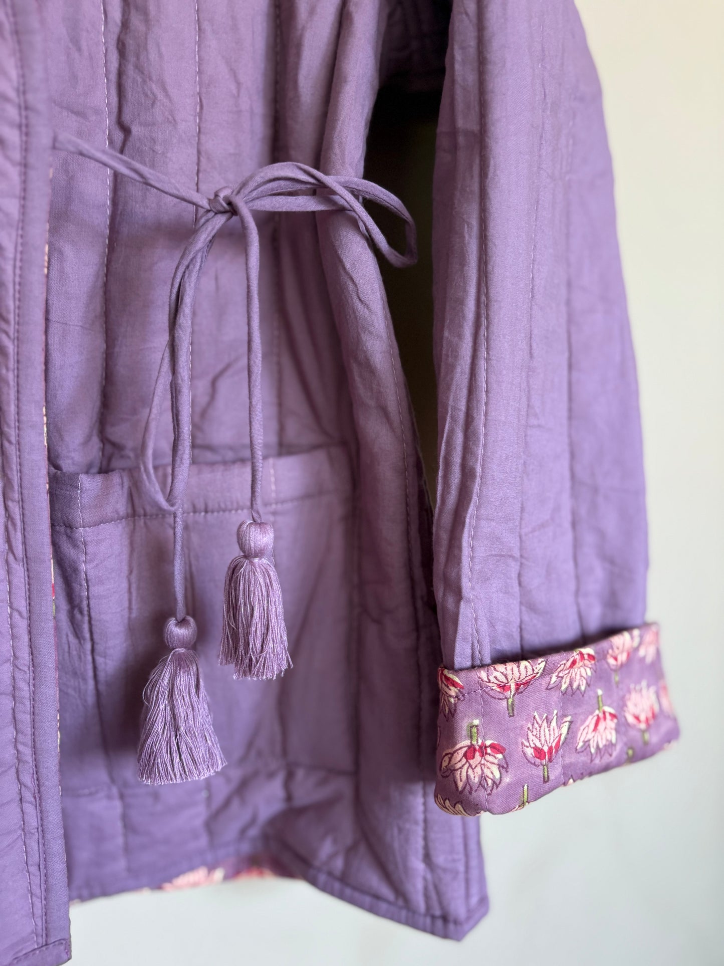 Block print jacket - indian leaf