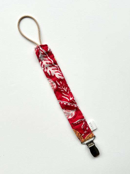 Pacifier cord - red metal clip