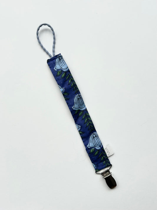 Pacifier cord - blue metal clip