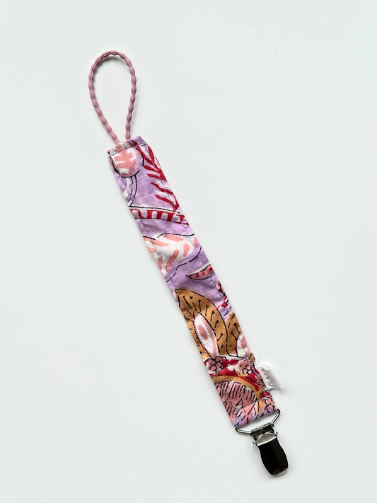 Pacifier cord - purple metal clip