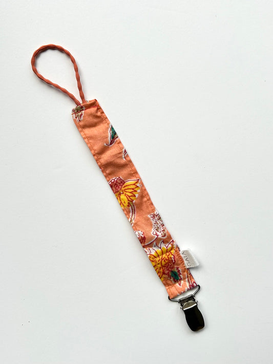 Pacifier cord - peach metal clip