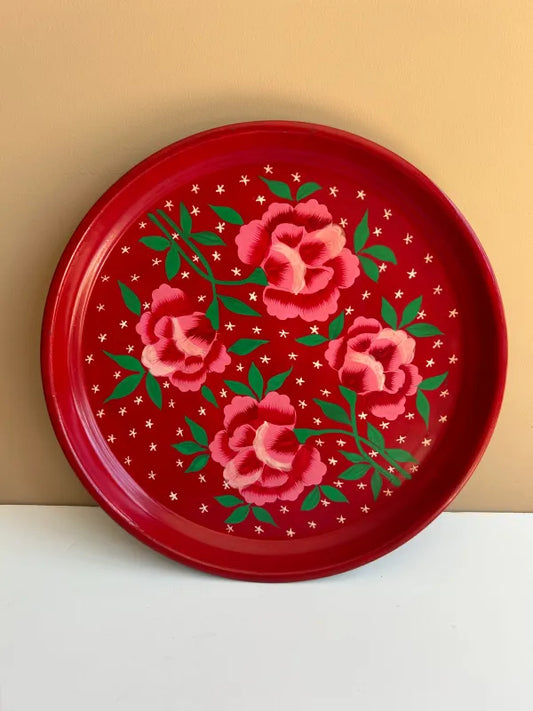 Serving tray – red rose