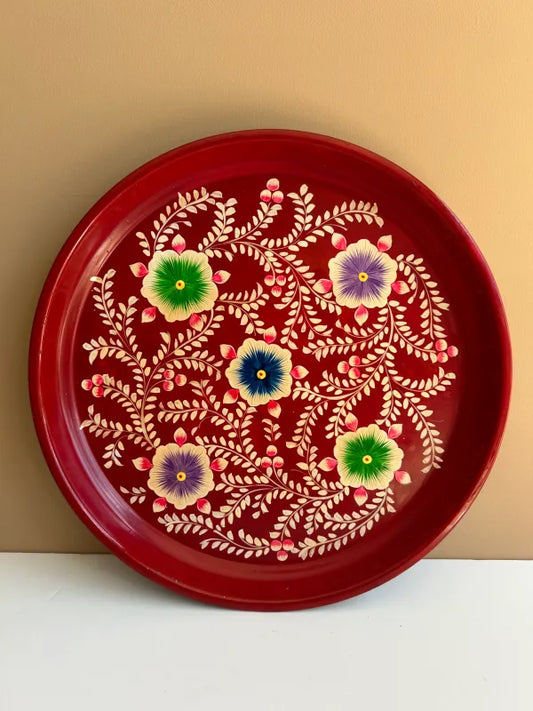 Serving tray – red multi color flower