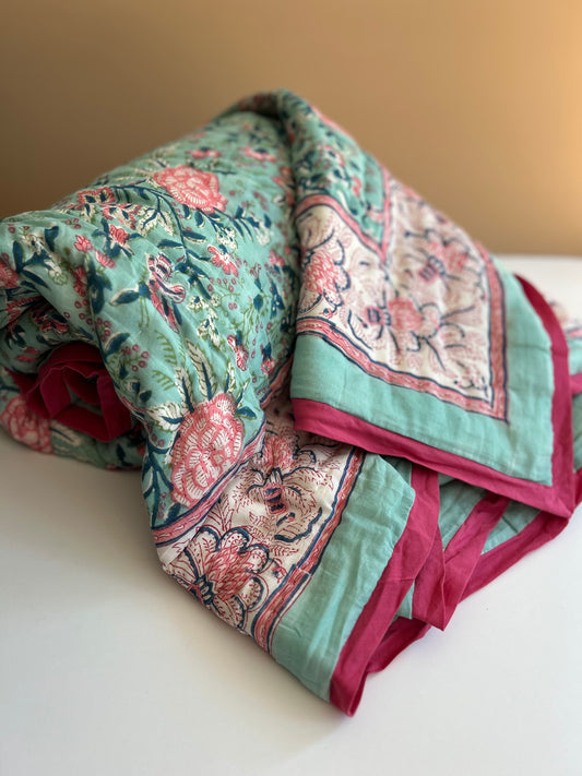 Padded blanket - turquoise