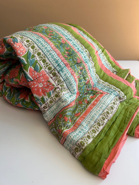Padded blanket - green/peach