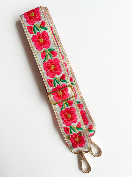 Phone/bag strap - pink flower