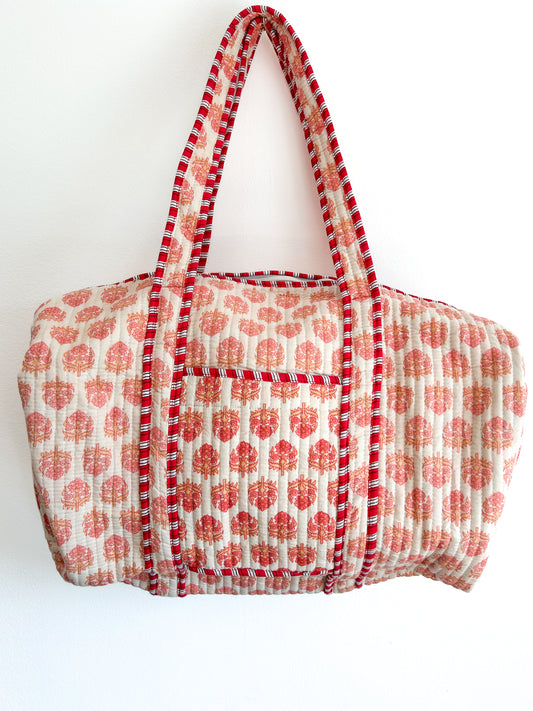 Duffelbag - red blockprint