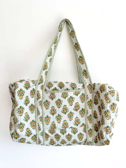 Duffelbag - green blockprint